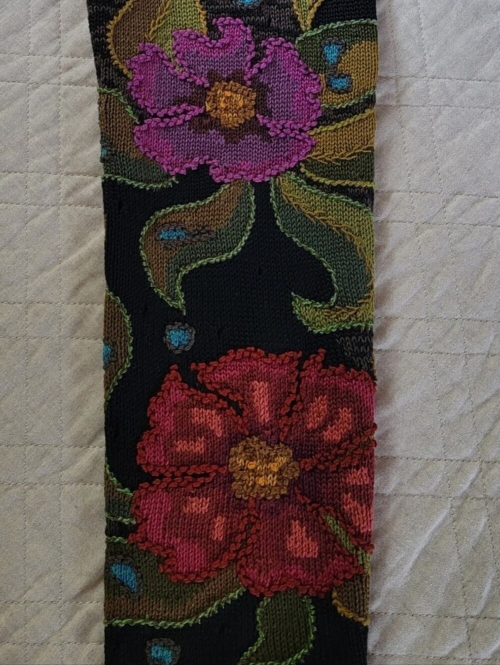 Peruvian Connection art knit handmade pima cotton cardigan XL floral Peru - Picture 11 of 16